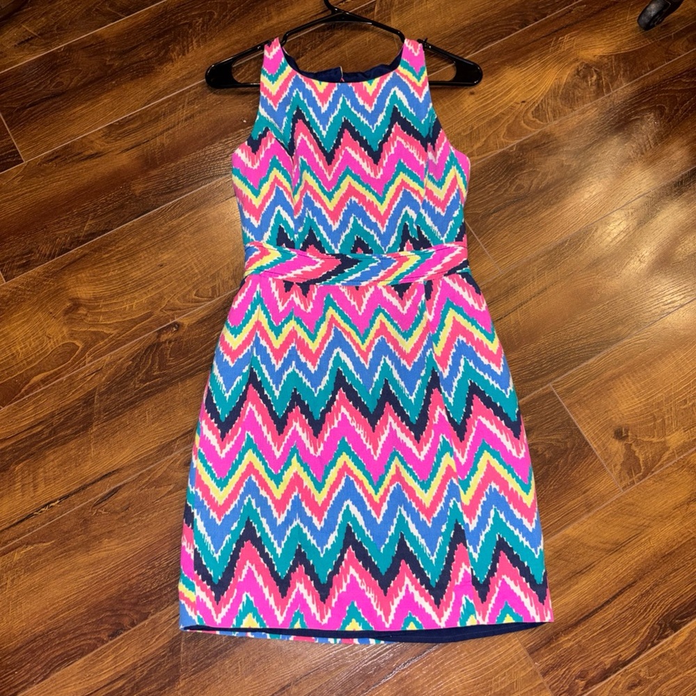 Lilly Pulitzer Pink, Blue & Green Zigzag Mini Dress